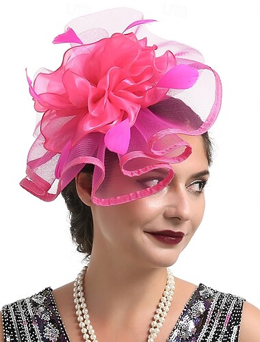  fascinators Polyesteri Lierihattu Naisten lierihattu Veil Hattu Teekutsut Kentucky Derby Hevoskilpailu Naisten päivä cocktail Tyylikäs Vintage Yksinkertainen Kanssa Sulilla Puhdas Väri Päähine
