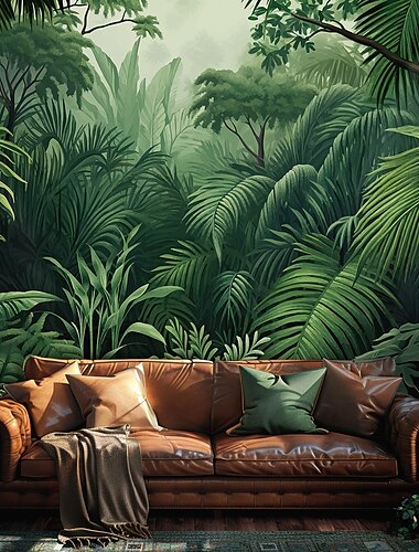  Art mural de tapisserie accroché Forêt tropicale grande Tapisserie Décor de fresque Photo Arrière-plan Couverture Rideau Décor de chambre de maison Salon