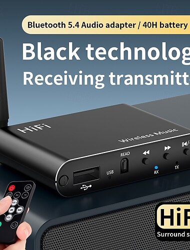  bluetooth 5.4 sändare mottagare adapter 3,5 mm aux jack för högtalare headset u disk ps5 ljud mottagare stöd a2dp/avrcp