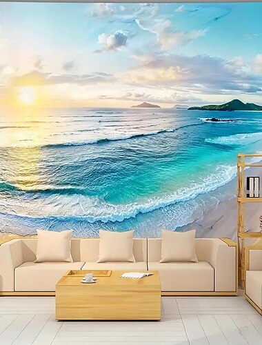  Landschaft Ozeanstrand hängender Wandteppich Wandkunst großes Wandteppich-Mural-Dekor Fotografie Hintergrunddecke Vorhang Heim Schlafzimmer Wohnzimmer Dekoration
