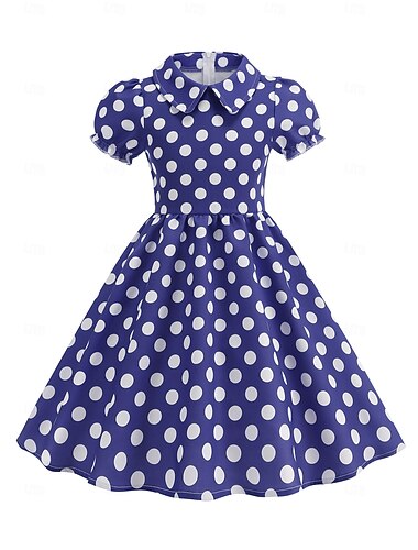  Rétro Vintage Années 1950 Robe Robe trapèze Pois Fille Carnaval Mascarade Tenue quotidienne Enterrement de Vie de Jeune Fille Enfant Robe Robes de soirée