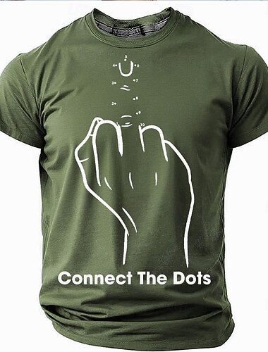  Men's Funny Graphic T-Shirt: Connect The Dots Middle Finger Design, Sarcastic Short Sleeve Top