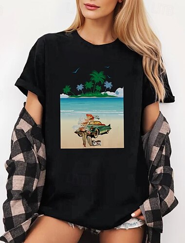  T-shirt Affiche rétro Fille rétro Graphique Pour Femmes Adulte Mascarade Gaufrage à chaud Décontracté Quotidien