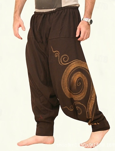  Rétro Vintage Boho Médiéval Pantalon Sarouel Pirate Viking Bouffant Homme Halloween Carnaval Vacances Yoga LARP Adulte Pantalon