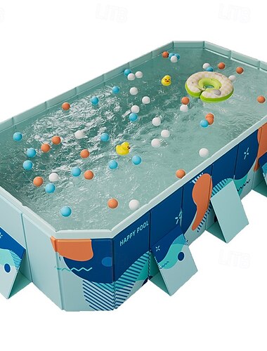  faltbarer aufblasbarer Pool, langlebiger faltbarer aufblasbarer Swimmingpool - rechteckige Form, PVC-Material, mehrere Komponenten - für Familienspaß