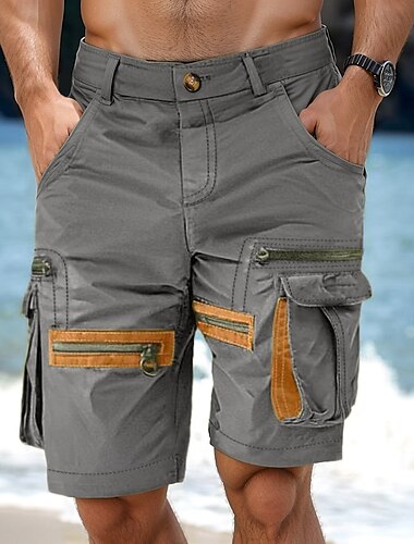  Herren Cargo Shorts Kurze Hosen Shorts Kurze Hosen Lässige Shorts Tasche mit Reißverschluss Multi Pocket Gerade geschnitten Glatt Komfort Knielänge Casual Täglich Festtage Modisch Strassenmode
