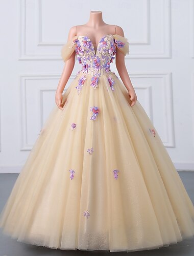  Ballkleid Quinceanera-Kleider Party Kleid Quinceañera Geburtstag Bodenlang Ärmellos Schulterfrei Tüll mit Perlen Applikationen 2025