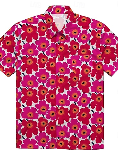  Retro Vintage 1970s Shirt Aloha Shirt Hippie Disco Floral Stripes Men's Masquerade Vacation Party Pride Parade Adults' Shirt