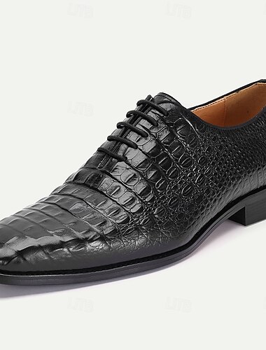  Herren Oxfords mit Krokoprägung in Cognac - elegant für Business und Kentucky Derby