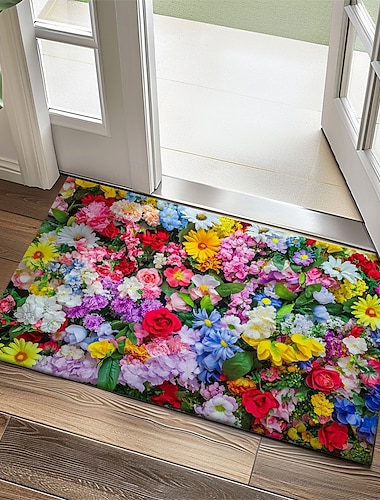  Blomsterdoormat köksmatta golvmatta halkfri matta olje- och vattenavvisande matta inomhus utomhus matta sovrumsdekoration badrumsmatta entrématta vår sommar