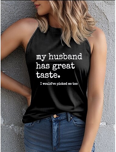  Damen Camisole-Tanktop Grafik Buchstabe Stilvoll Lässig Ärmellos Rundhalsausschnitt Normale Oberteile Täglich Druck Schwarz Blau Purpur Sommer