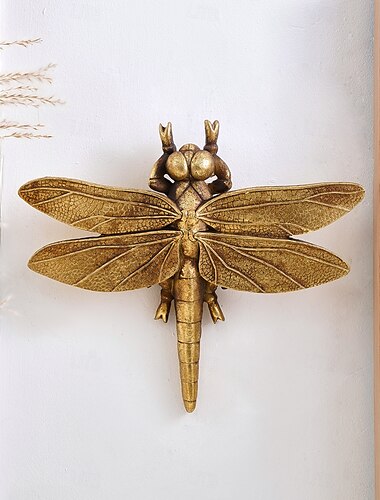  Biene/Libelle aus goldenem Kunstharz, Heimdeko-Kunsthandwerk, Wandbehang für Insektenliebhaber, Sammlerstück, handgefertigter Bilderrahmen, Insekten-Deko-Accessoire für Familienfeiern und
