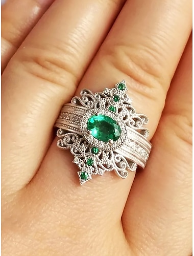  Bague couronne émeraude vintage pour femme – bijoux élégants d'inspiration royale pour fiançailles, mariages et occasions spéciales