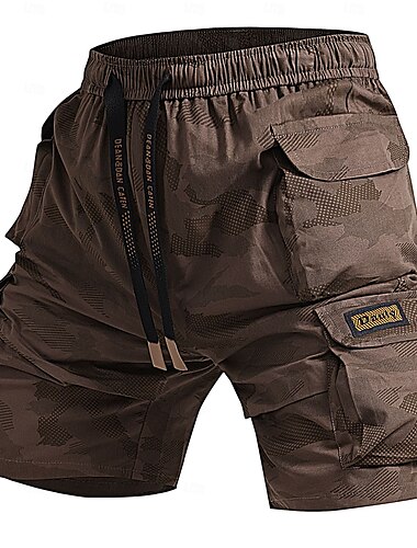  Herren Cargo-Shorts Camping-Shorts Shorts mit Camouflage-Muster Wander-Shorts Elastischer Bund Gerader Schnitt 6 Taschen Einfach Tarnung Feuchtigkeitsableitend tragbar Knielang Outdoor Lässig Täglich