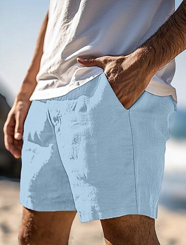  Bărbați Pantaloni Scurți Pantaloni scurți din in Pantaloni scurți de vară Pantaloni scurți de plajă Buzunar Crăpătură Picior drept Simplu Confort Respirabil Scurt Casual Zilnic Concediu Vacanță Modă