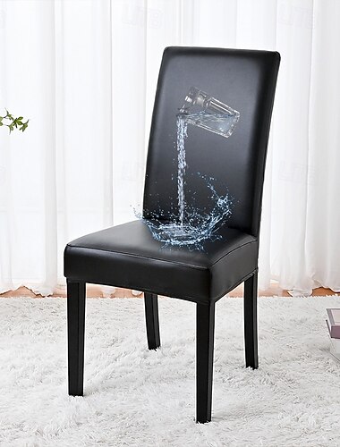  2 fundas para sillas de comedor de piel sintética, funda impermeable elástica para sillas, funda protectora para sillas con banda elástica para comedor, boda, decoración del hogar.