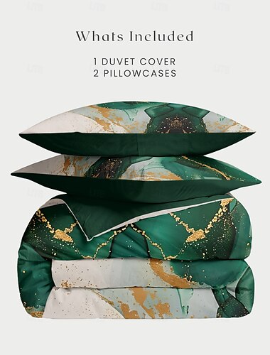  Marmor Druck Bettbezug Vollgröße Bettwäsche-Set Bettsets Steppdecke weicher leichter Bettbezug mit 2 Kopfkissenbezügen für Sommer Frühling