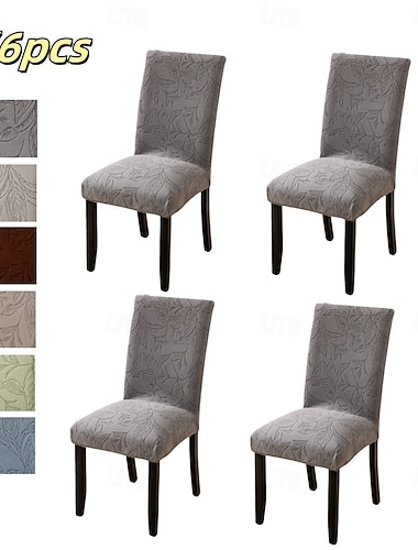  4/6 Stück Esszimmerstuhlbezüge, Pflanzen-Jacquard-Bezüge