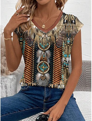  Débardeur Femme à Bretelles Graphique Animal Paisley Stylé Décontracté Sans Manches Col V Tops Réguliers Imprimé Marron Été