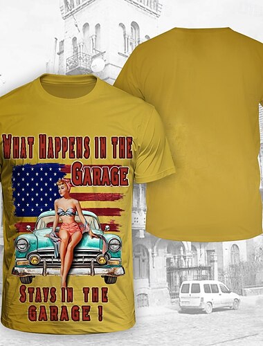  T-Shirt Camiseta Afiche retro Chica retro Gráfico Para Hombre Adulto Mascarada Impresión 3D Vacaciones Fiesta