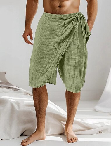  Herren Shorts Leinenshorts Sommershorts Strandshorts Kordelzug Elastischer Bund Einfach Komfort Atmungsaktiv Knielang Outdoor Täglich Strand Mode Hawaiianisch Weiß Braun