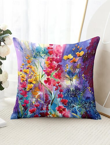  Malende Blumen dekorativer Wurfkissenbezug 1 Stück weicher quadratischer Sofakissenbezug Kopfkissenbezug für Schlafzimmer Wohnzimmer Sofa Stuhl