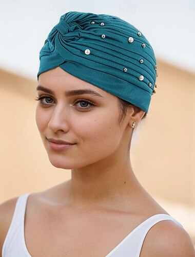  Huvudbonader Polyester / bomullsblandning Solhatt Turbaner Ledigt Kyrka Med Bård Ren Färg Hårbonad Huvudbonader
