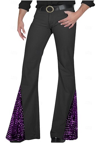  Herren Anzughosen Ausgestellte Hosen Glockenboden Hose Hosen Anzughose Pailletten Patchwork Tasche Glatt Komfort Weich In voller Länge Geschäft Täglich Hochzeitsfeier Modisch Retro Vintage Weiß Rosa