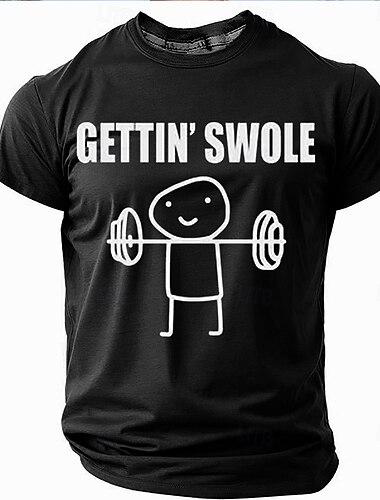  Camiseta Gráfica Masculina de Academia Gettin' Swole