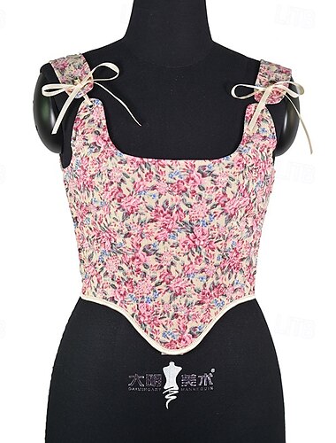  Retro Antiguo Medieval Renacimiento Faja Chaleco corpiño Floral Jacquard Disfraz Mujer Celta Fantasía Víspera de Todos los Santos Carnaval Fiesta Casual Diario LARP Adulto Faja