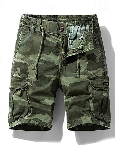  Pánské Šortky s kapsami Camo šortky Kraťasy Letní šortky Šňůrky Elastický pas Multi kapsa Kamuflážní barva maskování Pohodlné Nositelný Délka kolen Venkovní Sport Denní Módní Na běžné nošení Vodn