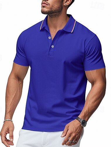  Herren Golfshirt Piqué-Poloshirt Geschäft Lässig Gerippter Polokragen Kurzarm Mode Basic Einfarbig Knöpfe Sommer Frühling & Herbst Normale Passform Hellrosa Schwarz Weiß Gelb Hellgrün Rote Golfshirt