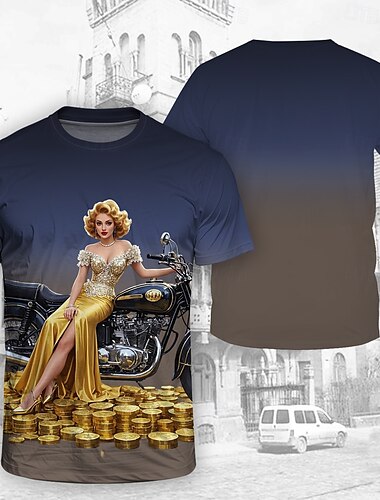  T-shirt Affiche rétro Fille rétro Graphique Pour Homme Adulte Mascarade Impression 3D Décontracté Quotidien Comic-Con
