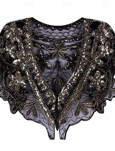  Retro Vintage Goldene Zwanziger 1920er Schal Wickeln Schals Der große Gatsby Flapper-Mädchen Pailletten Quastenfransen Fransen Damen Karneval Hochzeit Abendgesellschaft Maskerade Erwachsene Schal