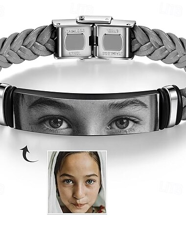  Personalisierte Herren-Foto-Armband das beste Geschenk für Papa Schmuck aus Leder für Ehemann Freund Andenken für Vatertag Geburtstag Jubiläum Weihnachten