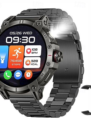  2025 Új 1.85 hüvelykes HD Képernyő 760mAh Nagy Akkumulátor LED Elemlámpa Bluetooth Hívás Sport Mód Minden időjárási Egészségügyi Monitorozó Okosóra