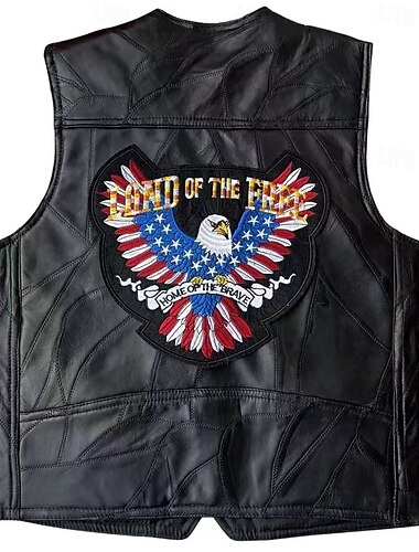  Retro Vintage 1980er Motorradweste Lederweste Biker Rocker Mattes Finish Adler Damen Maskerade Party Pride Parade Pride-Monat Erwachsene Weste Frühling & Sommer