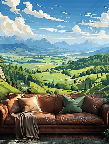  Závěsná tapiserie s krajinou horské řeky velká tapiserie mural dekorace fotografická kulisa přikrývka závěs domácí dekorace do ložnice a obývacího pokoje
