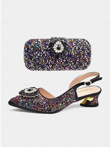  grüne, kristallverzierte Slingback-Pumps mit passender Clutch – luxuriöse Hochzeits- und Partyschuhe für Damen