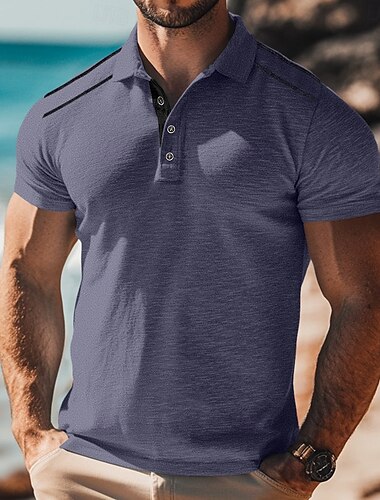 Men's Polo Shirts Golf Shirt Casual Sports Classic Short Sleeve Fashion Cool Color Block Plain Buttons Summer Spring &  Fall Regular Fit Black White Navy Blue Light Grey Green Khaki Polo Shirts