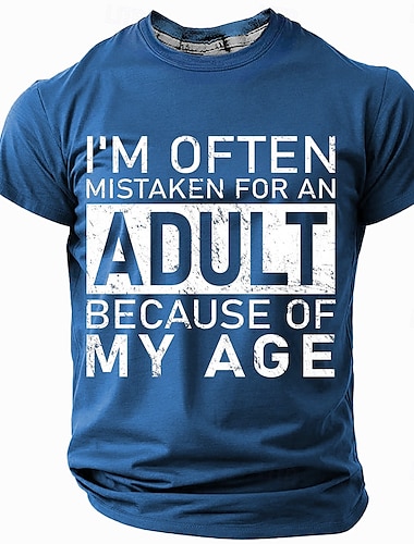  Herr Act My Age T-shirt Kortärmad T-shirt 3D-tryck Rund hals Skjorta Mode Dagligen Gata Dagligen Svart Rubinrött Blå Sommar Vår Kläder S M L XL XXL XXXL 4XL