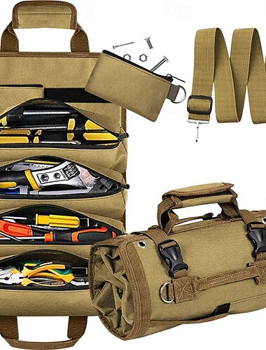  Aufbewahrungstasche für Werkzeugrollen, Werkzeugtasche aus Oxford-Stoff, Umhängetasche &Werkzeug-Organizer, Werkzeug-Aufbewahrungsrolle fürs Auto