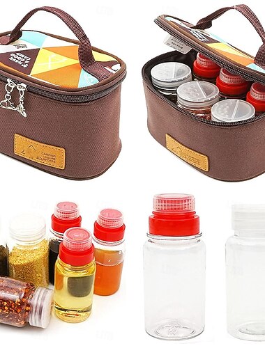  6dílná sada cestovní sada koření nádobky na kořenky pro kempování přenosná sada koření kempingové solničky kempingové nádoby na koření zásobník na koření s taškou pro domácí kuchyni kempování grilování cestování