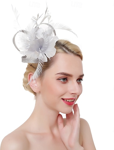  fascinators Organza Fedorahoed Slappe hoed Sluier Hoed Bruiloft Teaparty Kentucky Derby Paardenrace Damesdag Elegant Vintage Eenvoudig Met Veer Pure Kleur Helm Hoofddeksels