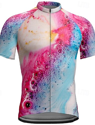  Per uomo Maglia da Ciclismo Manica Corta Bicicletta Maglietta Maglia con 3 tasche posteriori Mountain Bike MTB Traspirante Asciugatura Rapida Design Anatomico Assorbente Blu Fucsia Sfumatura Gli sport