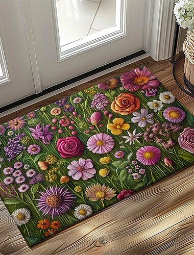  Blomster Dörmatta Kök Matta Golvmatta Halkfri Områdesmatta Oljeavvisande Matta Inomhus Utomhus Matta Sovrumsdekor Badrumsmatta Entrématta Vår Sommar