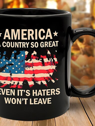  patriotisk kaffemugg amerika ett land så bra 11oz svart keramisk kopp rolig USA present till män kvinnor veteraner självständighetsdagen politisk humor drinkware