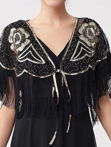  Retro / vintage Möly 20s 1920-luku Huivi Wrap Shaalit Suuri Gatsby Flapper tyttö Paljetti Tupsu Naisten Karnevaali Häät Iltajuhlat Naamiaiset Aikuisten Shaali