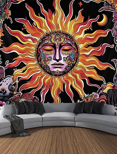  Mandala Boho Sonne und Mond Wandteppich Wanddekoration großer Wandteppich Wanddeko Fotokulisse Decke Vorhang Home Schlafzimmer Wohnzimmer Dekoration