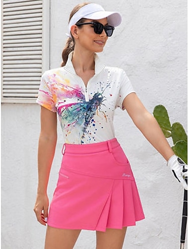  Mujer Camisas de polo Blanco Manga Corta Protección Solar Camiseta Tie-dye Ropa de golf para damas Ropa Trajes Ropa Ropa